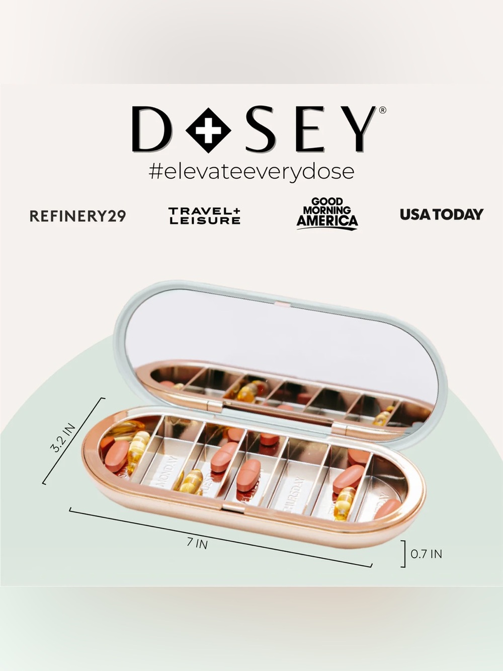 Dosey Sage/Mint Green 7-Day Pill Compact - Picture 3 of 5